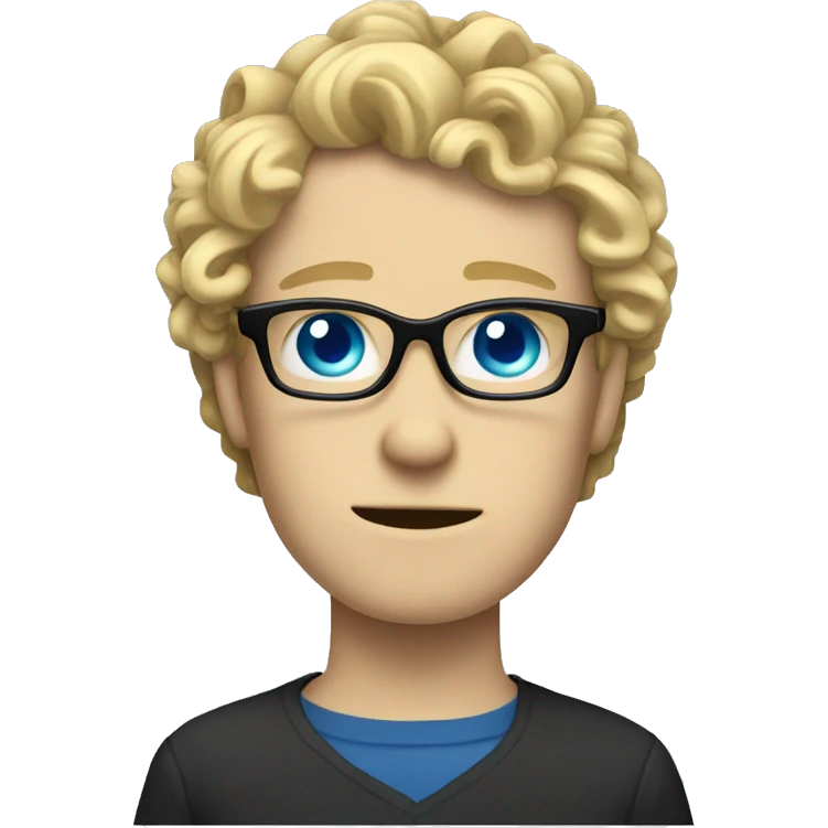 long curly blonde hair white guy with blue eyes and glasses who is emo emoji