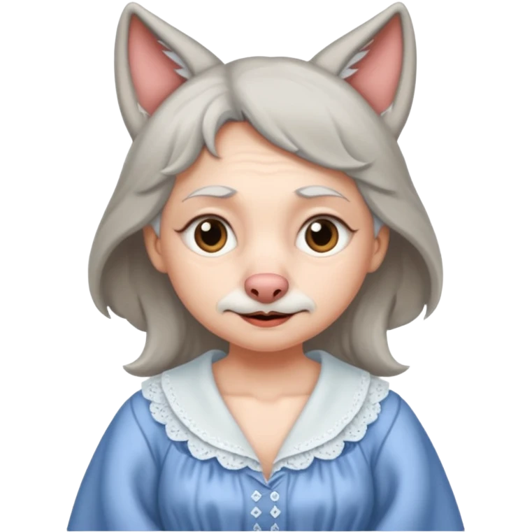 The big bad wolf put on Grandma's clothes and disguised itself as a human. emoji
