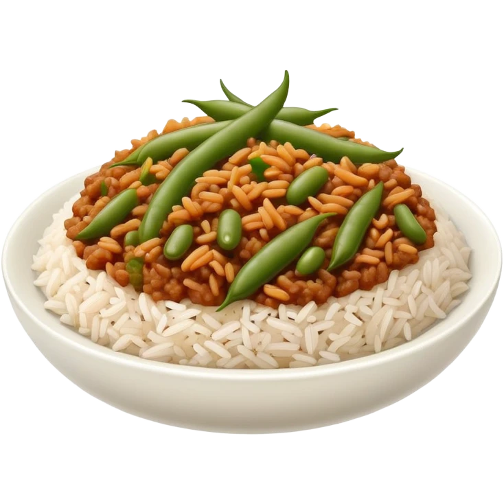 Rice with green beans and minced meat emoji