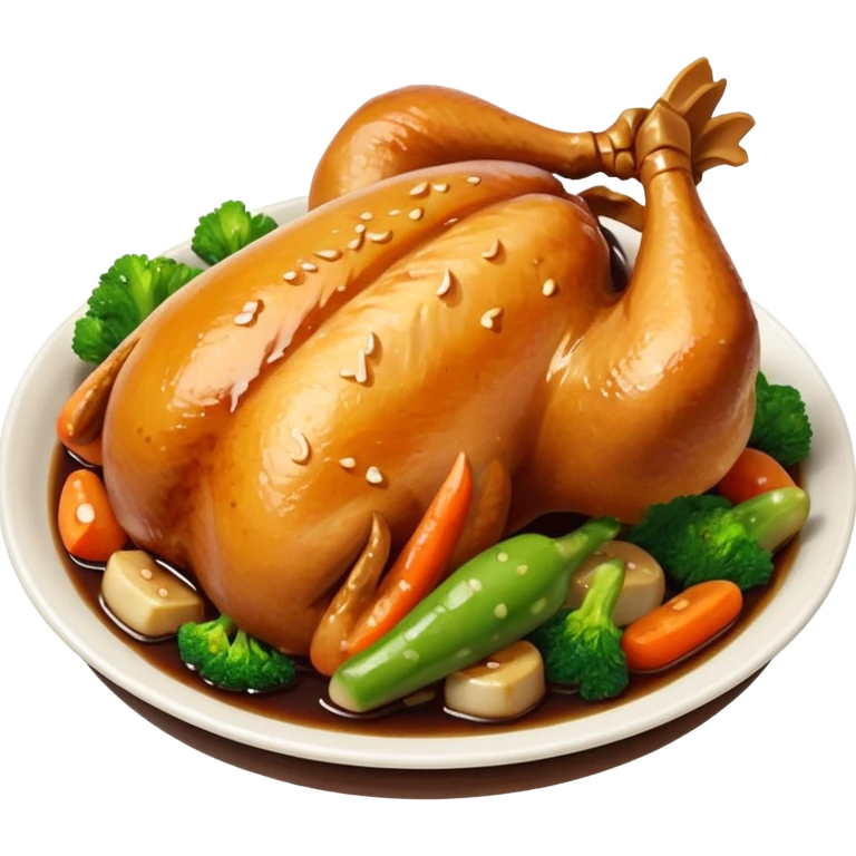 chicken vegetables soy sauce on top  emoji