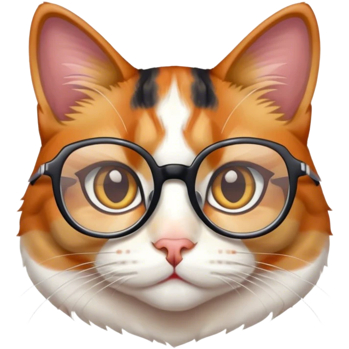 Calico cat with glasses emoji
