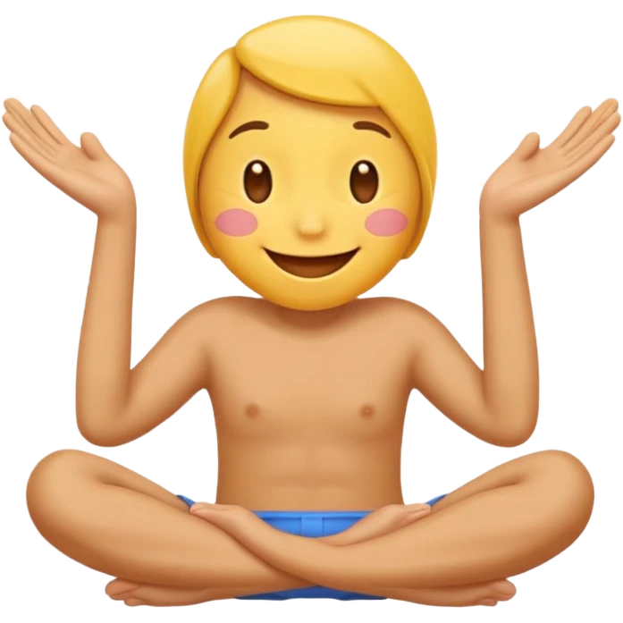 regular yellow emoji blushing with a slight smile eith hands on face eith no body just feet the head and the hands. hands on face on the bottom sides with feet in the back while blushing emoji