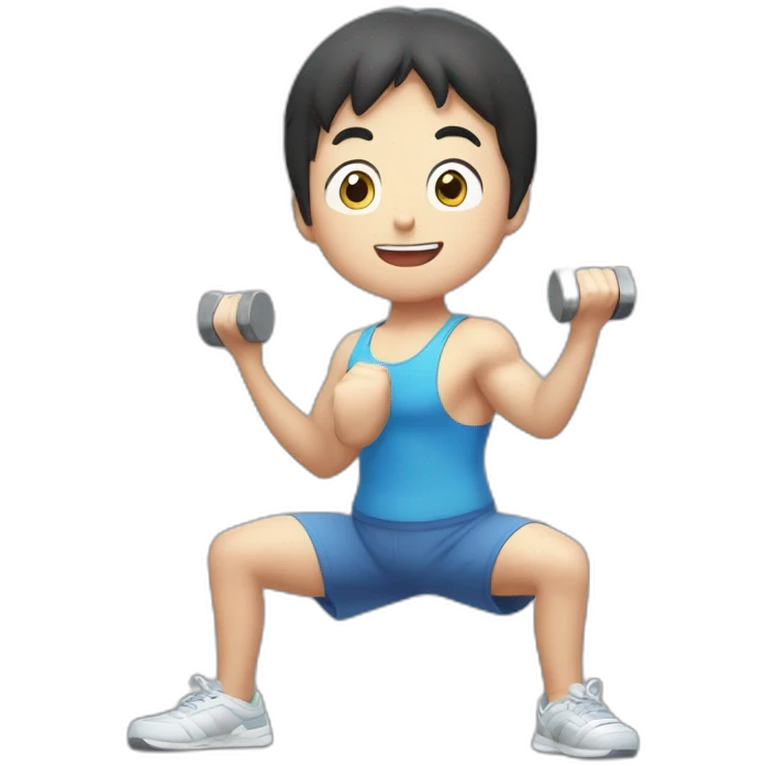 Doraemon workout at gym emoji