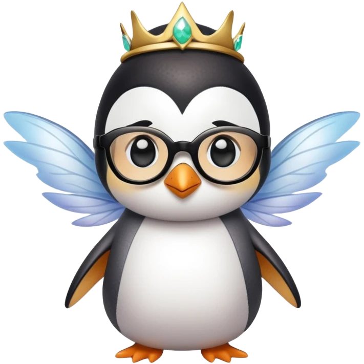 Penguin with black eye glasses an with fairy dress emoji