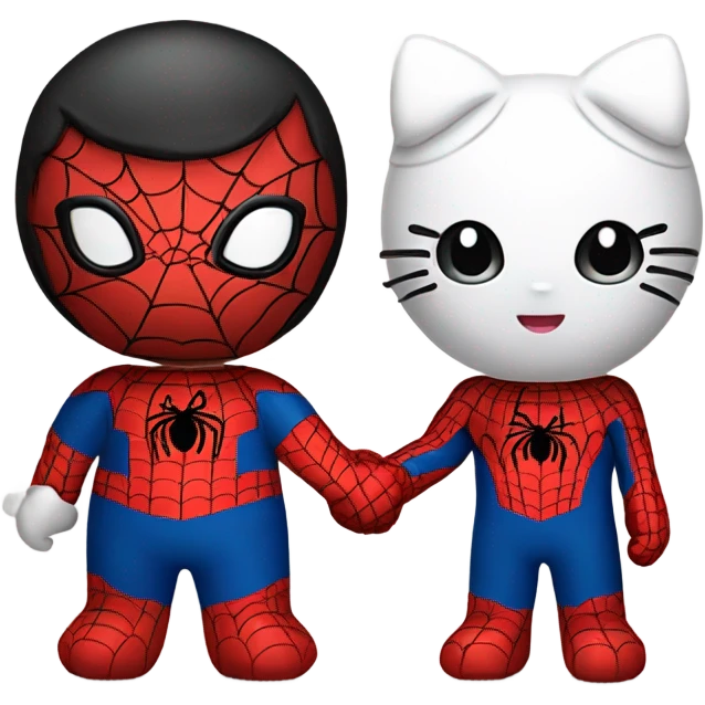 hello kitty and spider-man holding hands together  emoji
