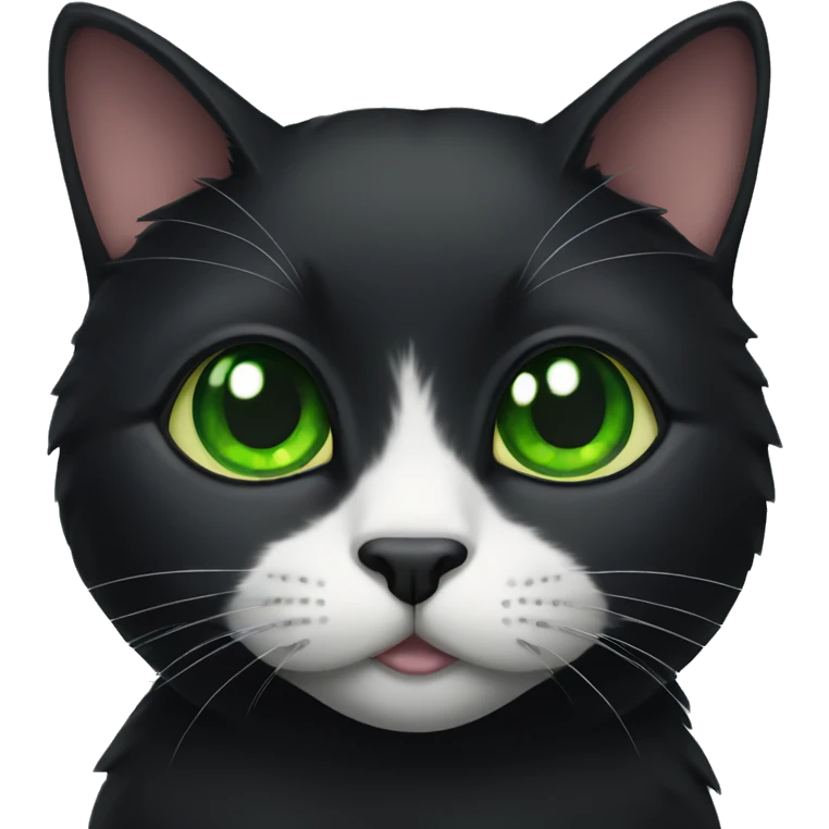 A black cat with green eyes is lying emoji