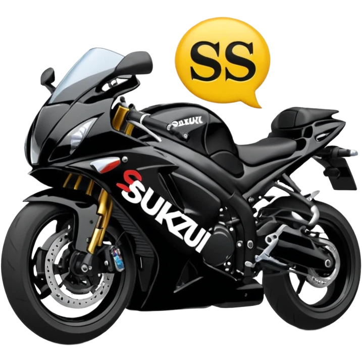 large 'Sakqu' lettering on top, with a Suzuki GSXR 1000 motorcycle below, both clear and distinct, emoji style emoji