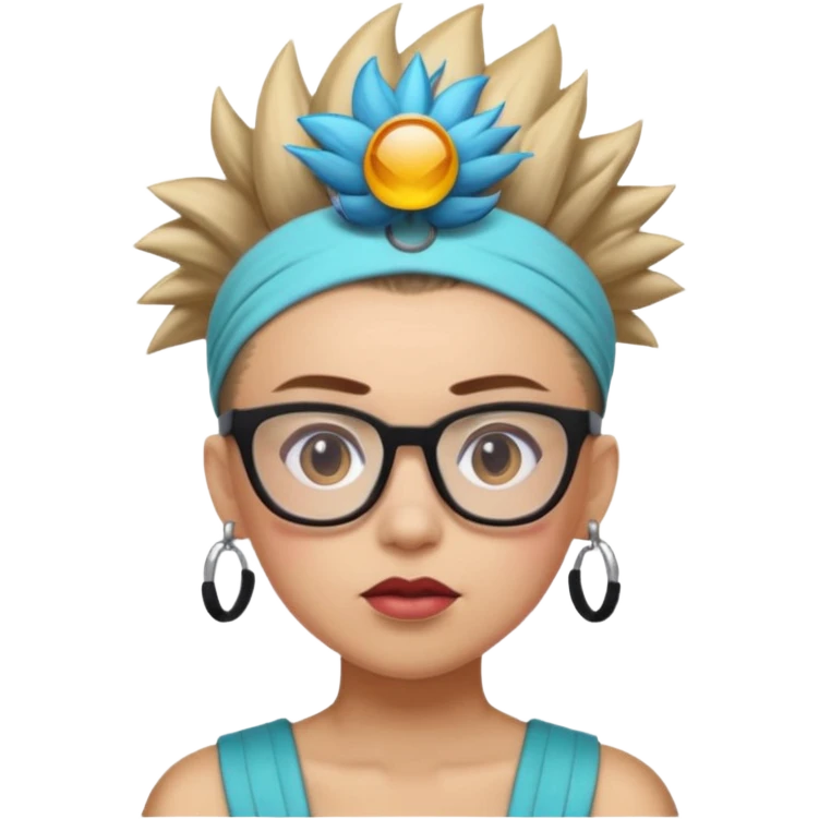 extreme mohawk person face headband glassess lots of makeup emoji