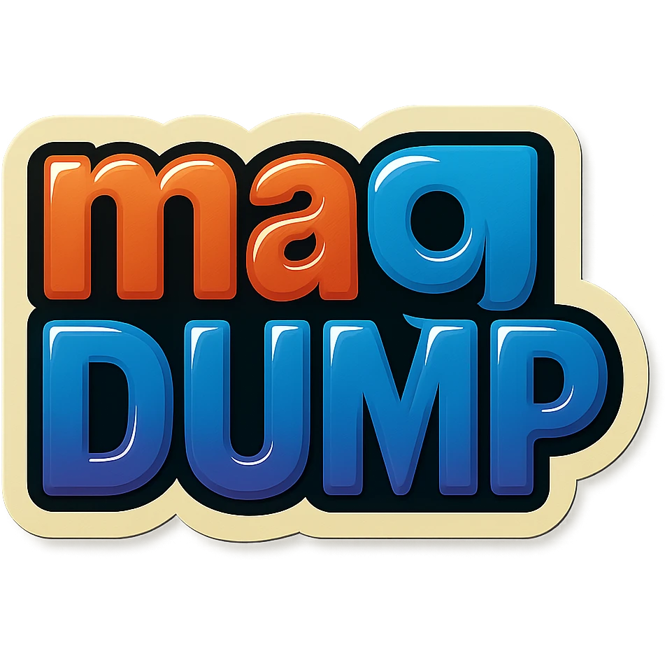 a logo, resembling that of a video tube site, for the text: "mag DUMP" emoji