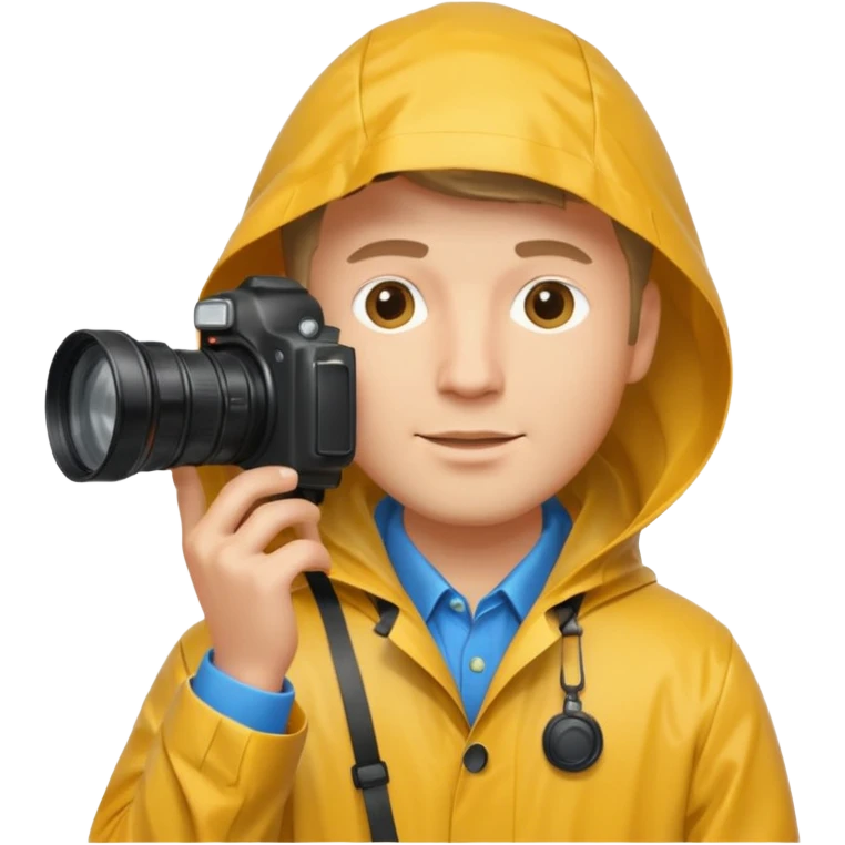 fotographer man with rain coat emoji