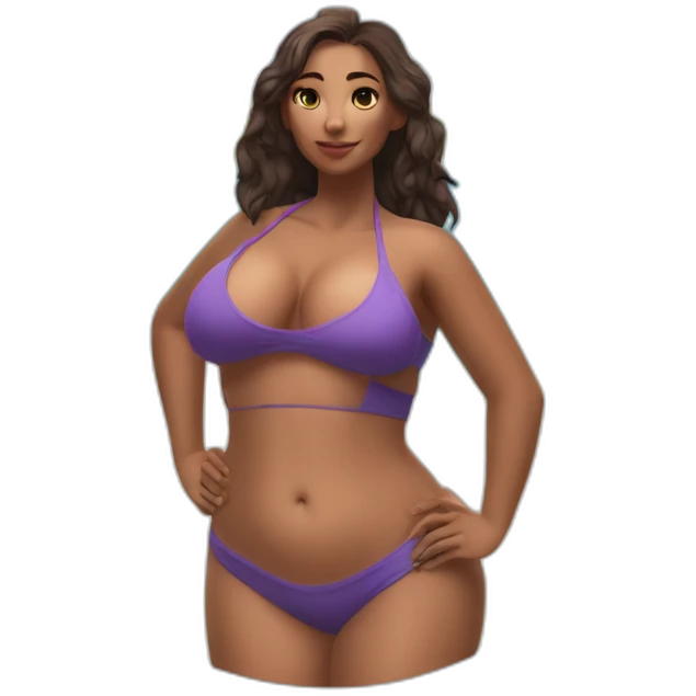 Slim-thicc Caucasian woman bikini hands on hips pose (beach body) emoji