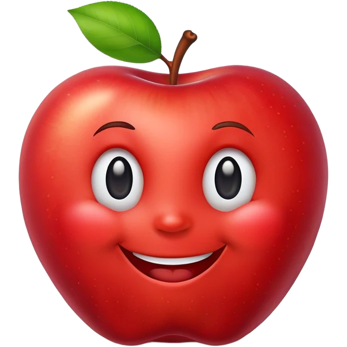apple with happy face emoji