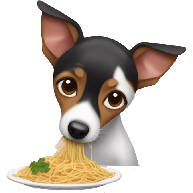 Rat terrier eating spaghetti emoji