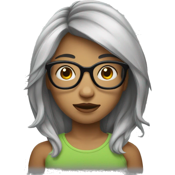 girl with medium hair lenght and glasses emoji