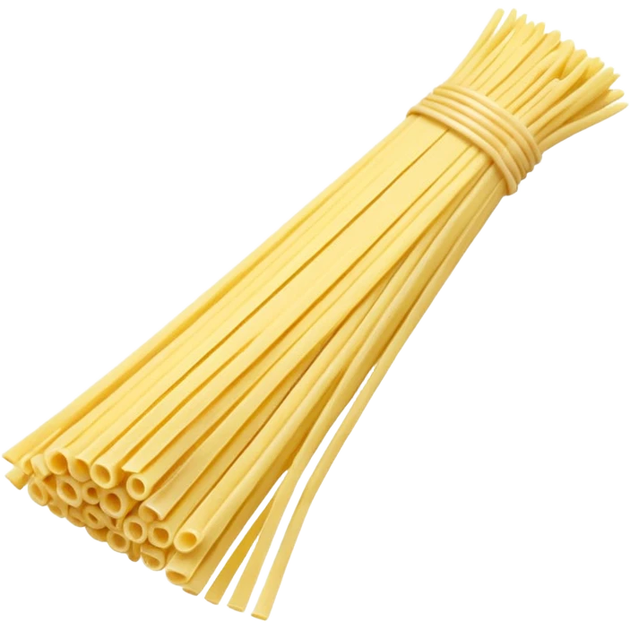 dry spaghetti, bundle, fanned out, pale yellow, straight, smooth, clean lines, 3D clean style, transparent background, optimized for emoji size emoji