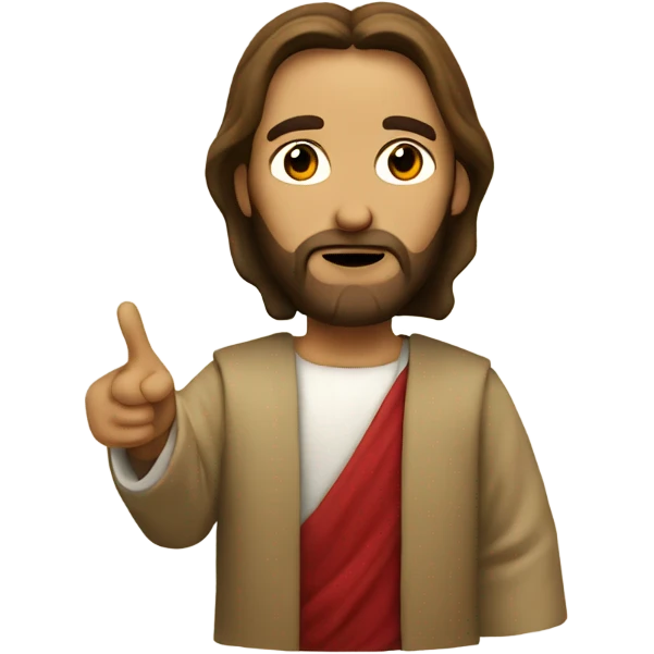 Jesus with a pointed at Santa emoji