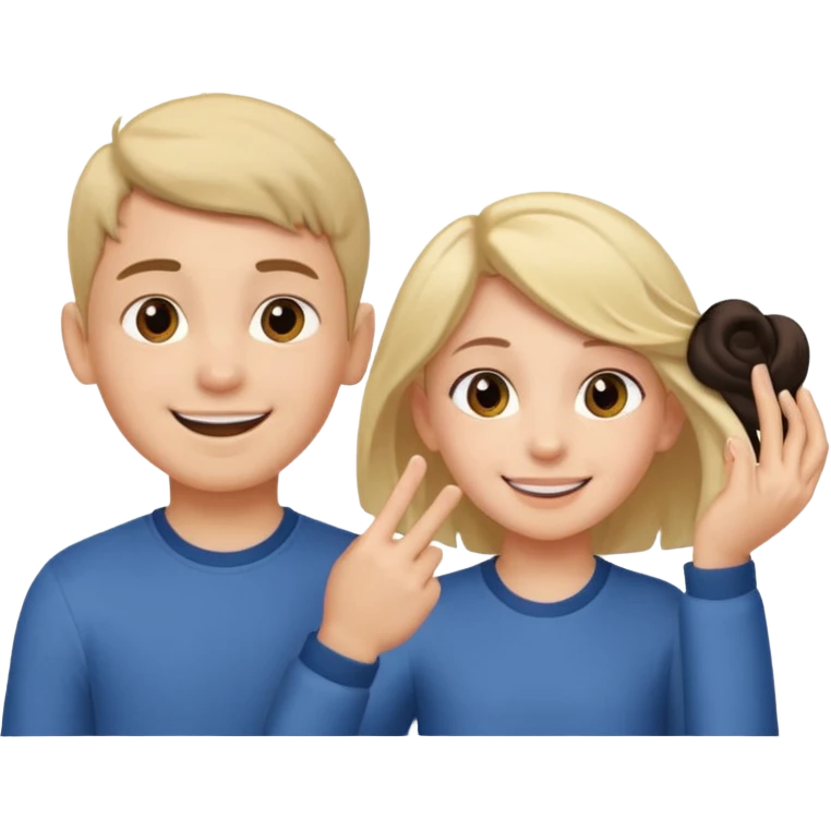 a boy putting a girls hair behind her ear gesture emoji