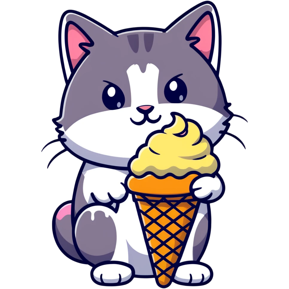 A cat eating ice cream emoji