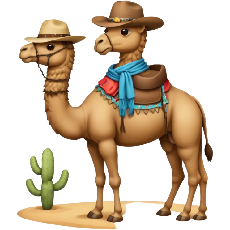 A full body camel with a cowboy hat and without the person on him emoji