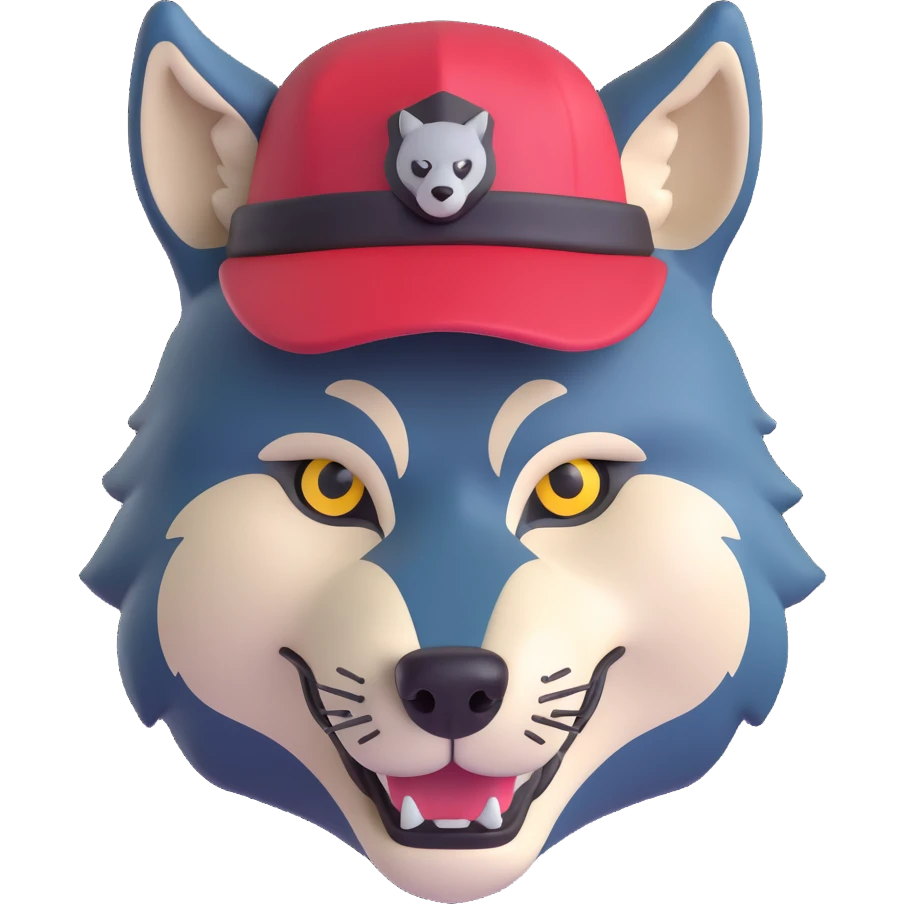 wolf face wearing a hat emoji