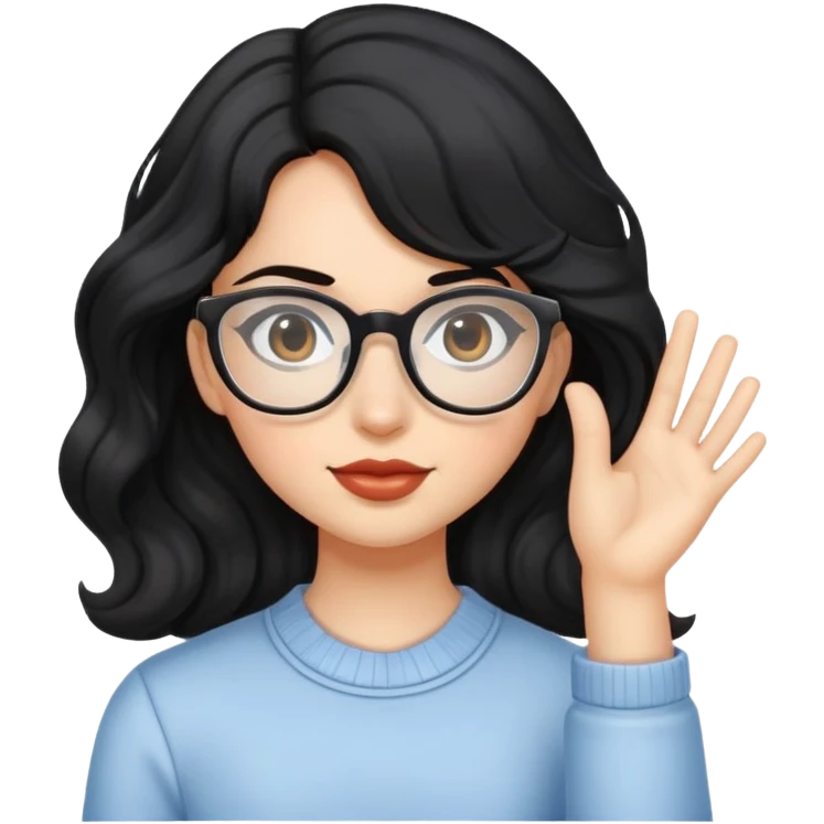 girl with wavy black hair and clear glasses ￼ emoji