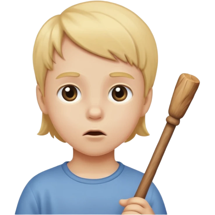 The white child blows into the stick emoji