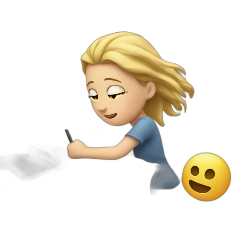 White girl trying to finish a book before deadline emoji