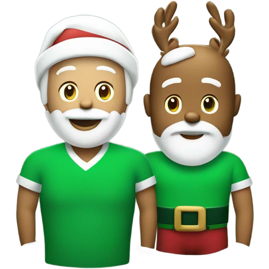 Santa and Rudolph wearing a green t-shirt with the words ‘Greenwich Health’ written in white letters  emoji