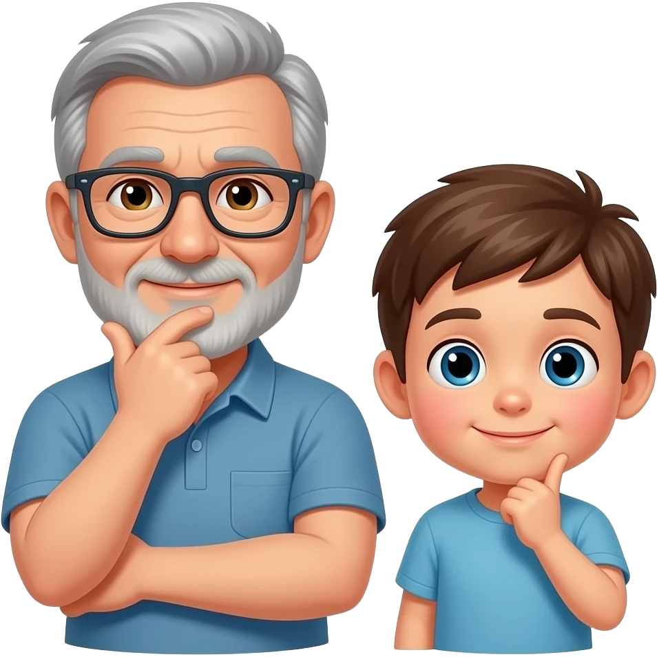 dad and older son thinking emoji