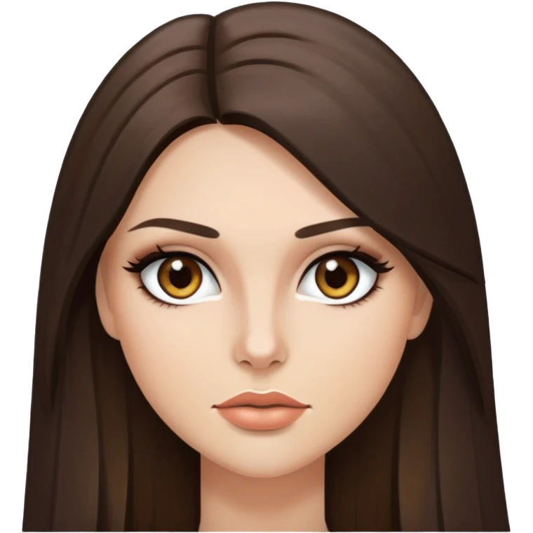 brunette straight hair, hazel eyes, baddie, pretty makeup, long hair emoji