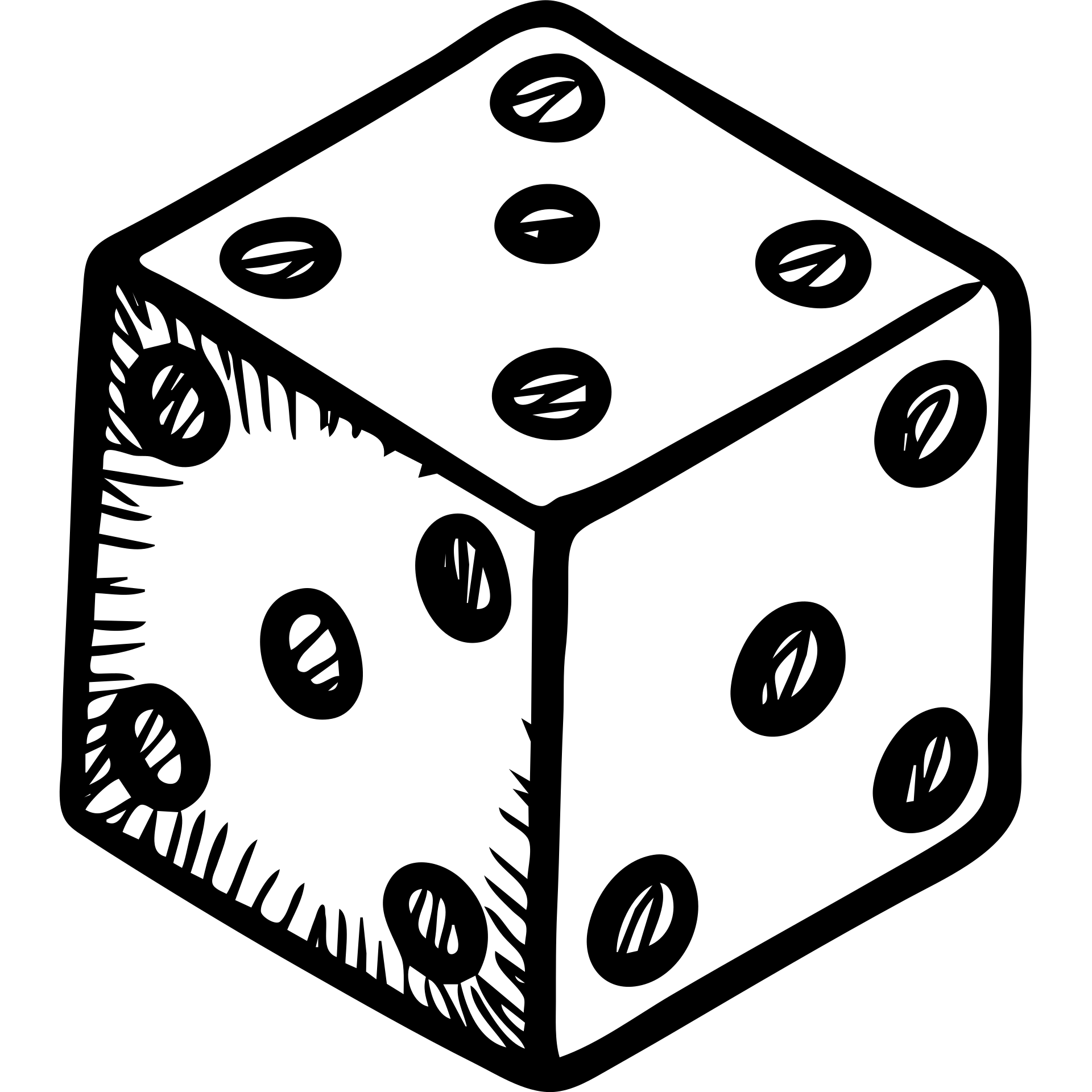 Hand-sketched dice emoji