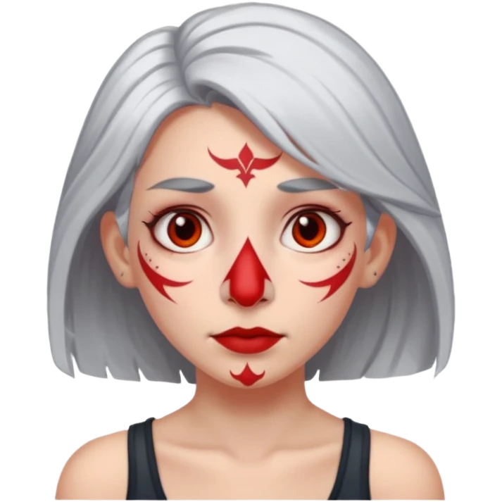 white-gray haired heavy red tattooed big nose young girl emoji