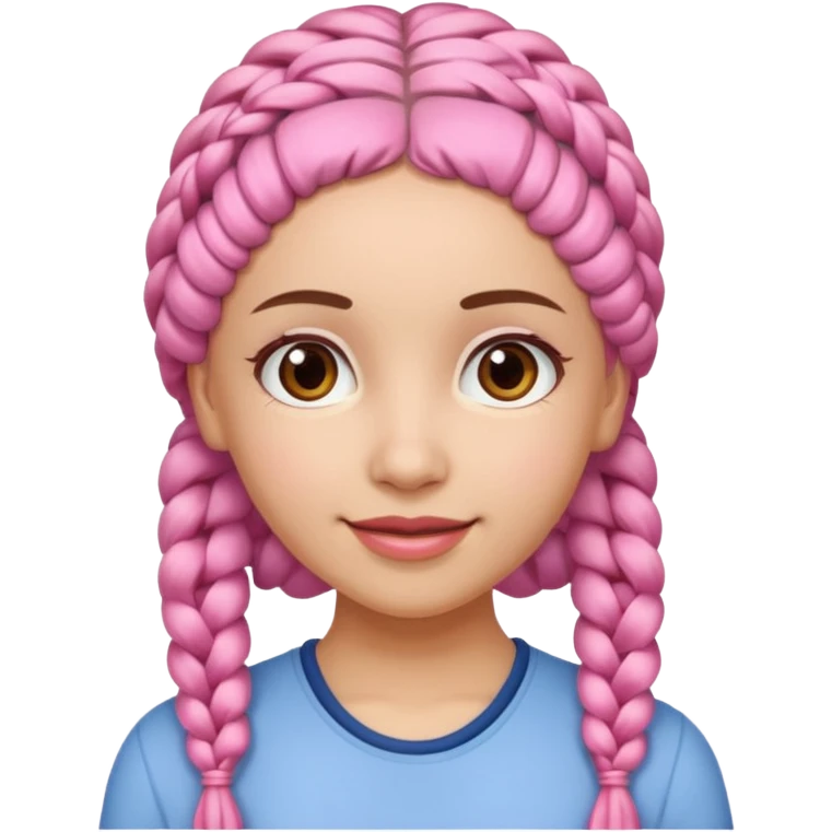 A light-skinned woman with small pink braids, brown eyes, and a gentle smile. emoji