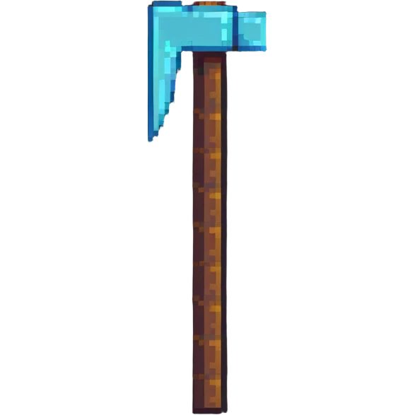 blocky minimal square pixel art Minecraft pickaxe, very simple shapes emoji
