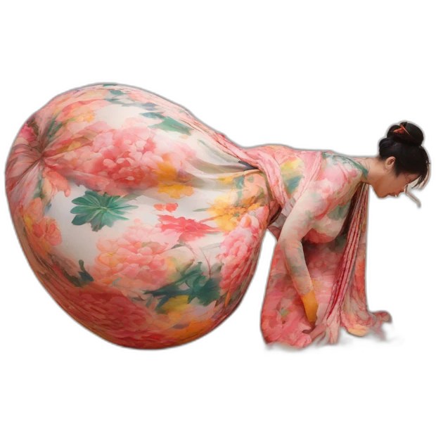 macro,floor-to-ceiling shot,macrophotography,japanese-sari as body-painted navel as pawg-art piece installation in NYC MoMa emoji