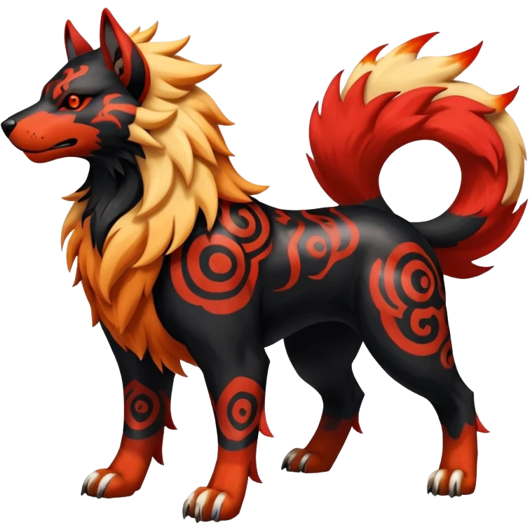 Shiny Exotic Gothic Houndoom-Arcanine-Pokémon-Fakémon-hybrid-creature emoji