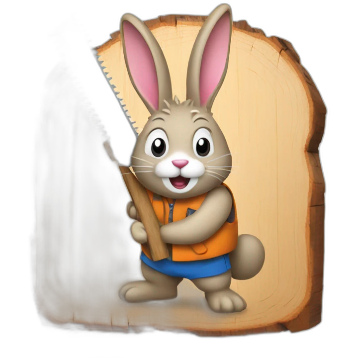 Rabbit cut wood with a saw emoji