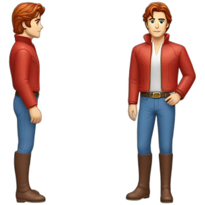 Alain delon rainbow space outfit blue eyes red hair full body emoji
