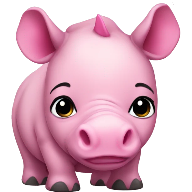 Girly and cute pink rhino emoji