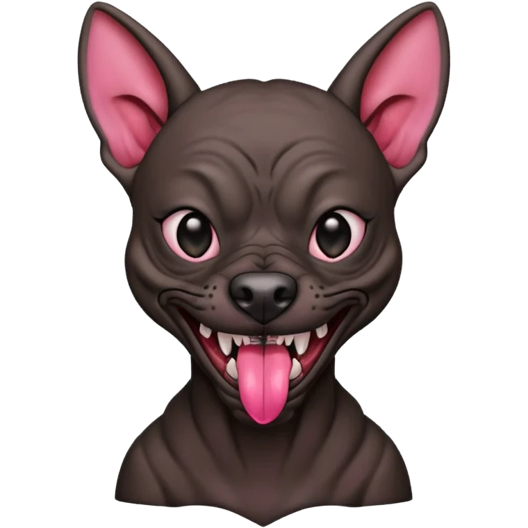 Xoloitzcuintli dog with evil grin emoji