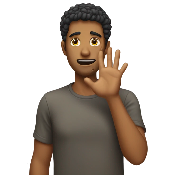 A guy taunting with his hand on his face emoji