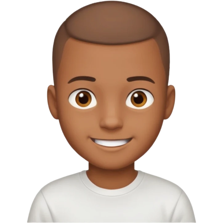 boy with Brown Buzz cut and brown eyes wear white t-shirt  emoji