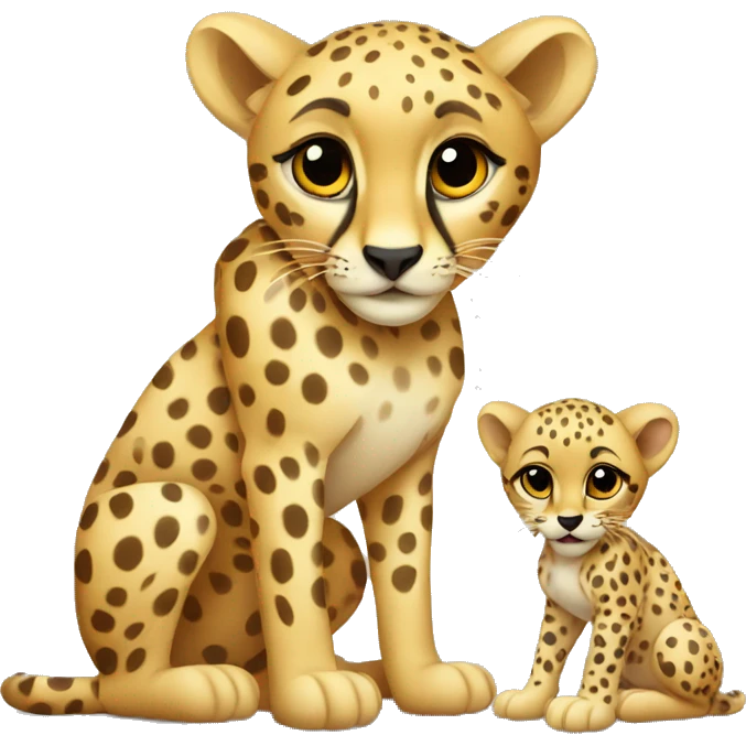 Baby Cheetah with mom emoji