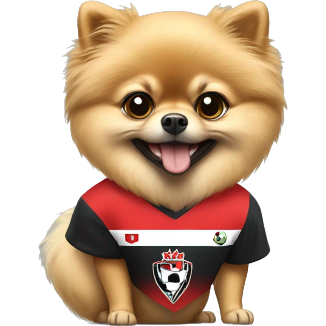 Pomeranian wearing São Paulo soccer tshirt emoji