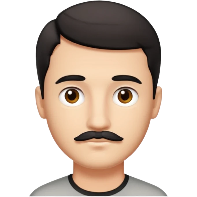 A face of a man with black patchy short hair and small short moustache emoji