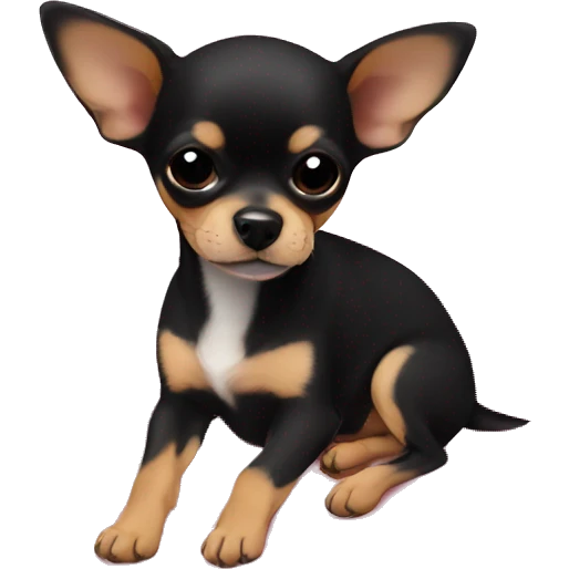 black & tan chihuahua puppy sleeping with a pink blanket  emoji