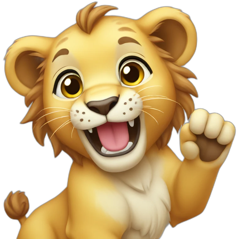 cute lion cub waving emoji