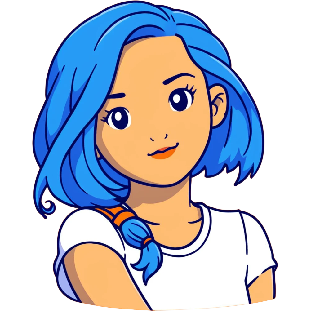 Evie from Disney's Descendants with blue hair emoji