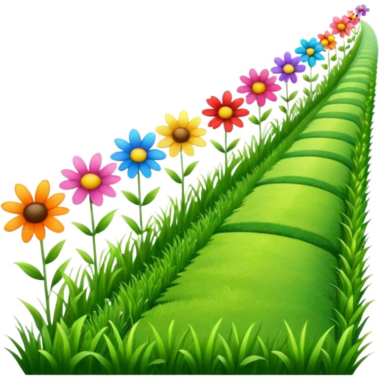 a row of flowers and grass extended far in a stright line emoji