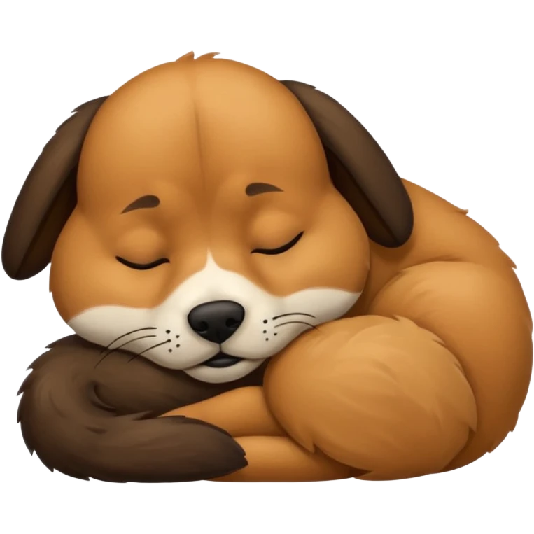 sleeping dog with black snout and brown body  emoji